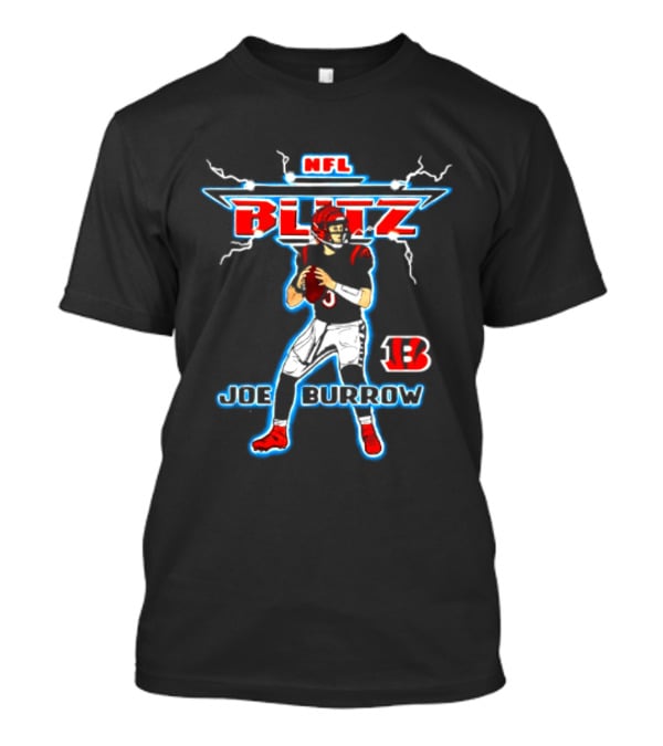 Cincinnati Bengals Joe Burrow NFL Blitz Lightning B T-Shirt