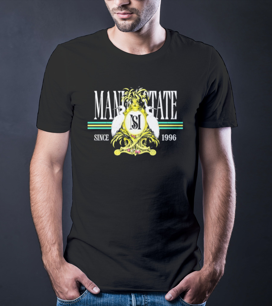 Mania State Since 1996 Egret Palm Tree Regal Crest T-Shirt