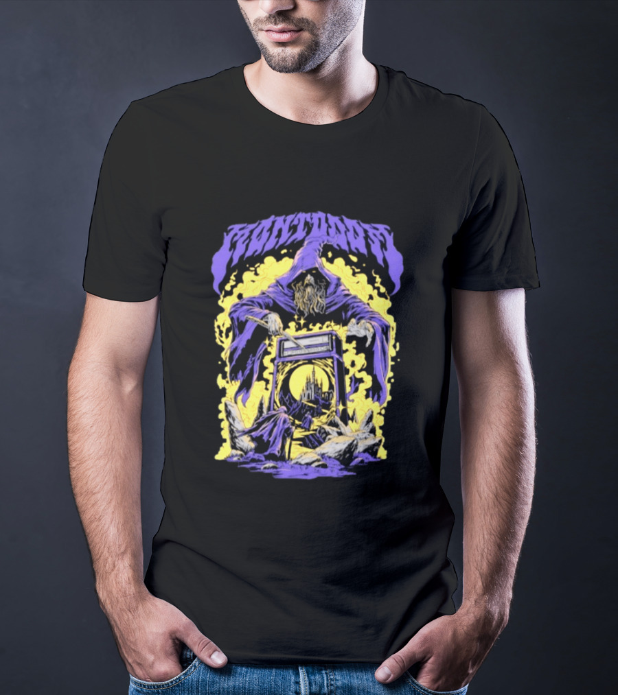 Mantdar Wizard With Castle And Guitar Amplifier Magic Explosion T-Shirt