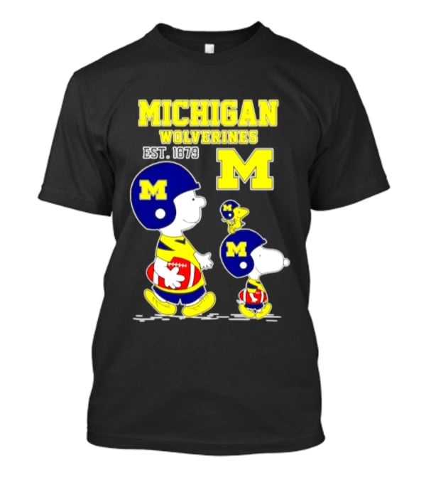 Michigan Wolverines EST 1879 Snoopy Charlie Brown Football Iconic M T-Shirt