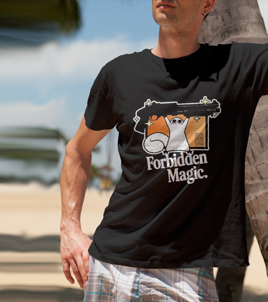 Forbidden Magic Ghost With Shotgun And Sparkles T-Shirt