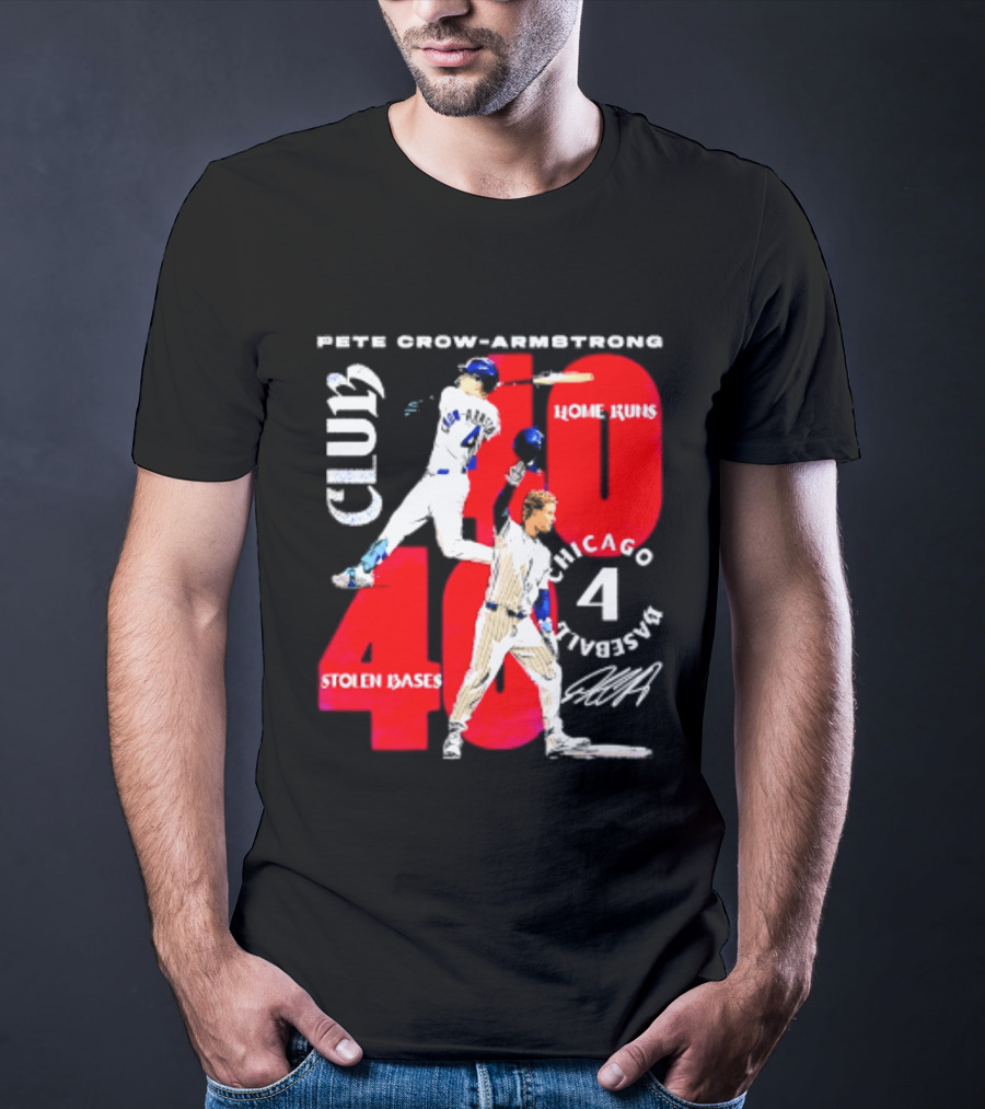 Pete Crow Armstrong Chicago Cubs 40 Home Runs 40 Stolen Bases Club Grunge T-Shirt