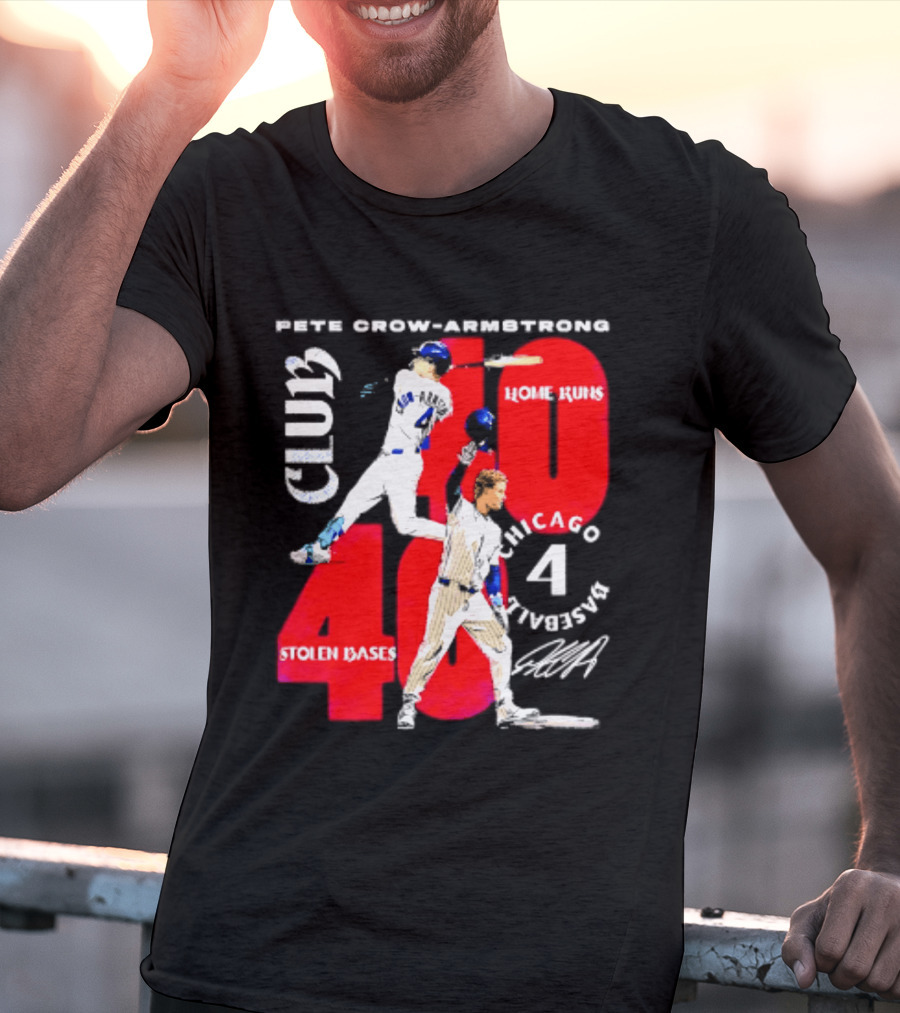Pete Crow Armstrong Chicago Cubs 40 Home Runs 40 Stolen Bases Club Grunge T-Shirt