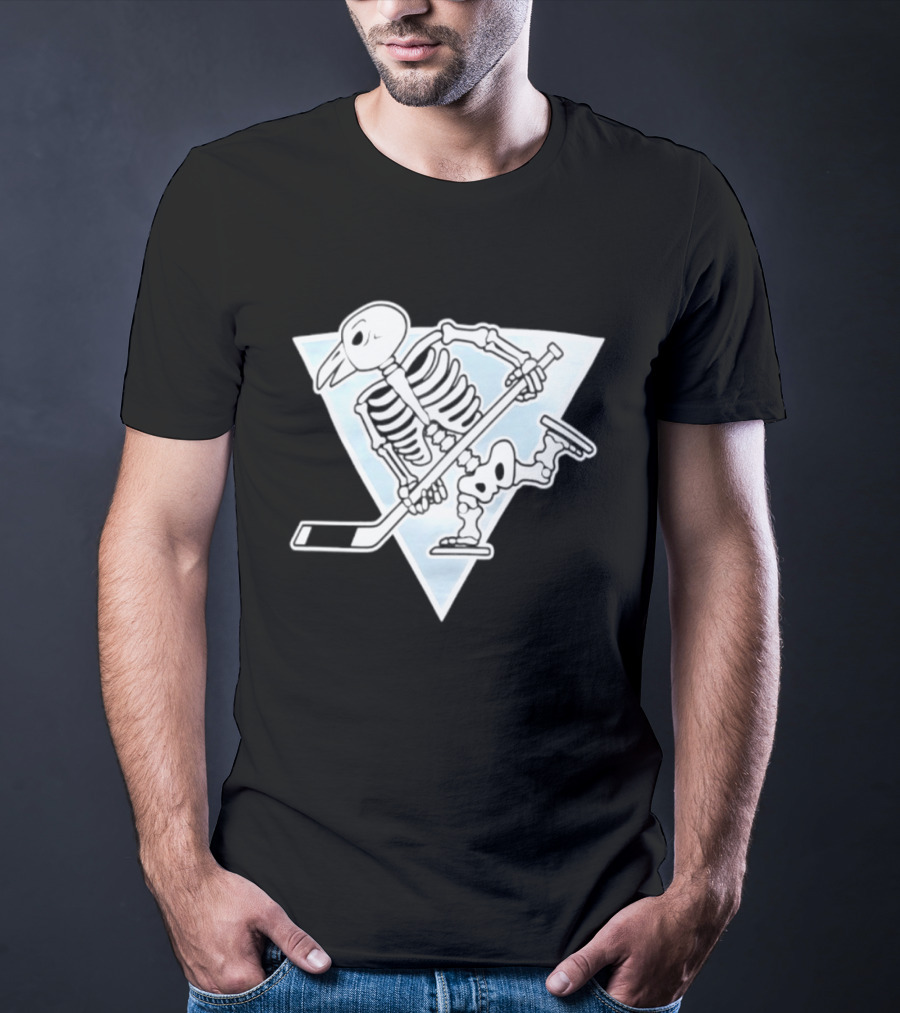 Pittsburgh Penguins Skeleton Bird Hockey Triangle T-Shirt
