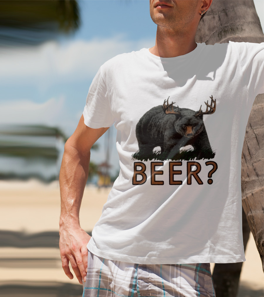 Bear With Antlers Beer T-Shirt