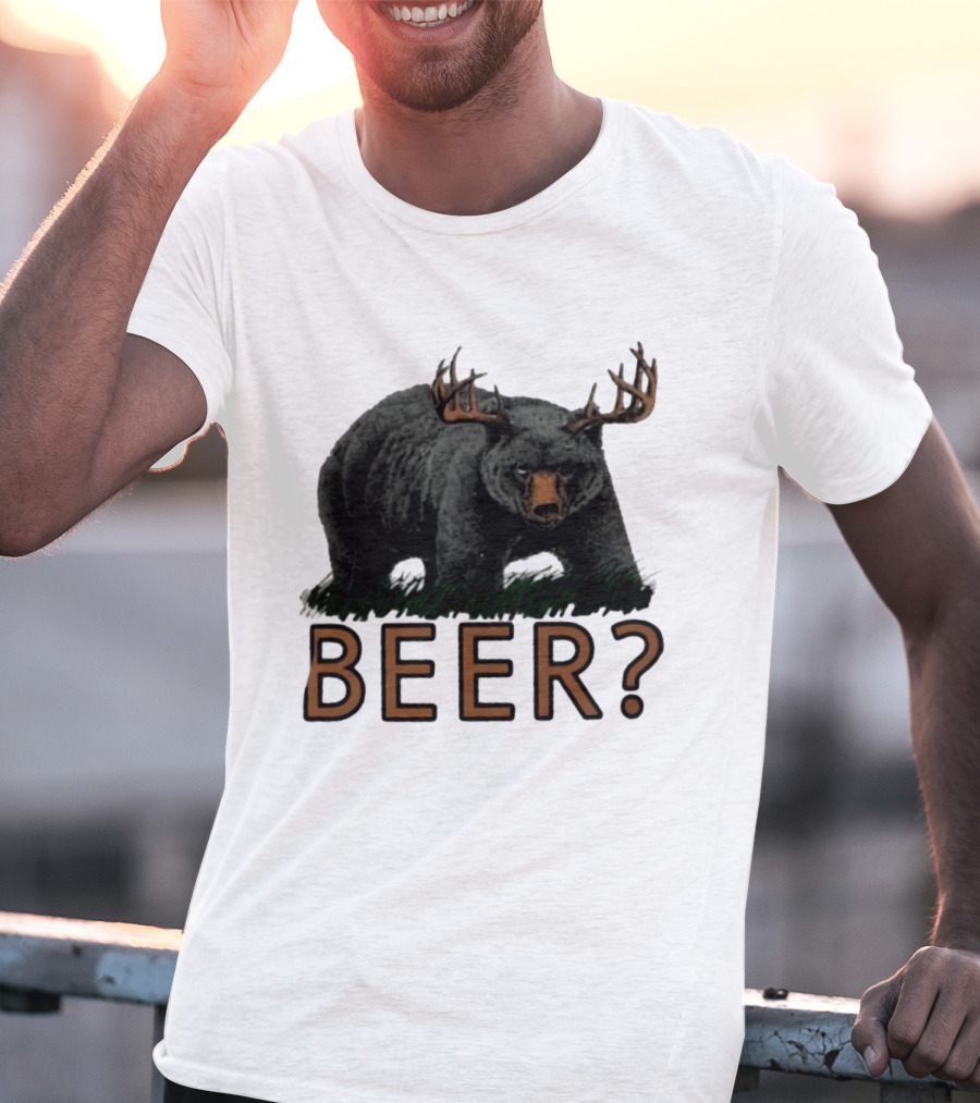 Bear With Antlers Beer T-Shirt