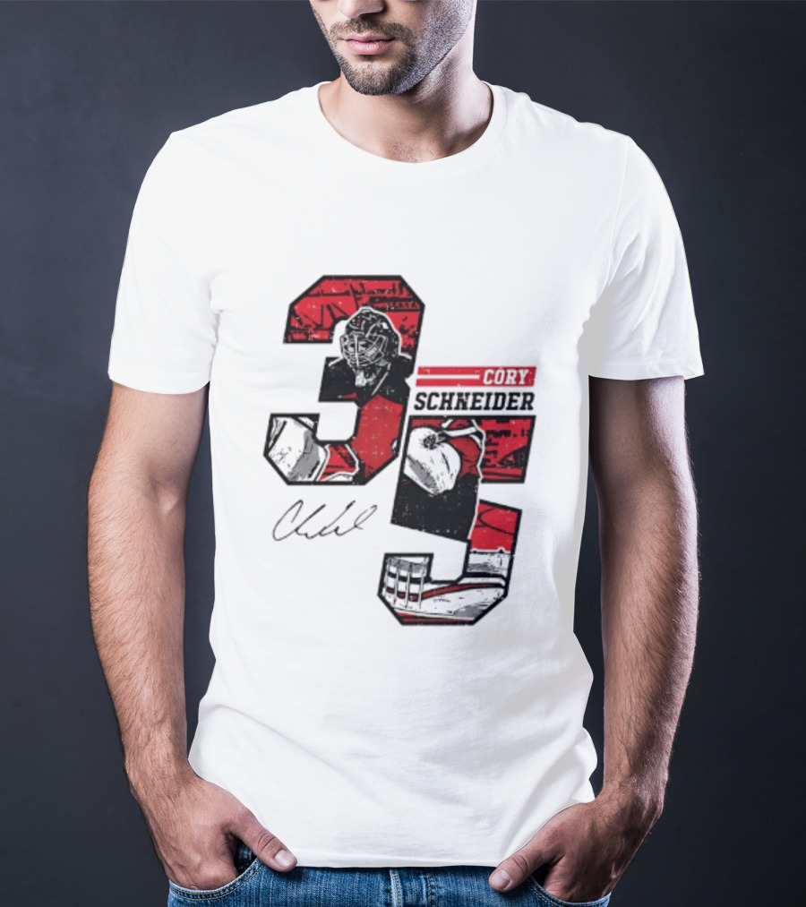 Cory Schneider New Jersey Devils 35 Signature Offset T-Shirt