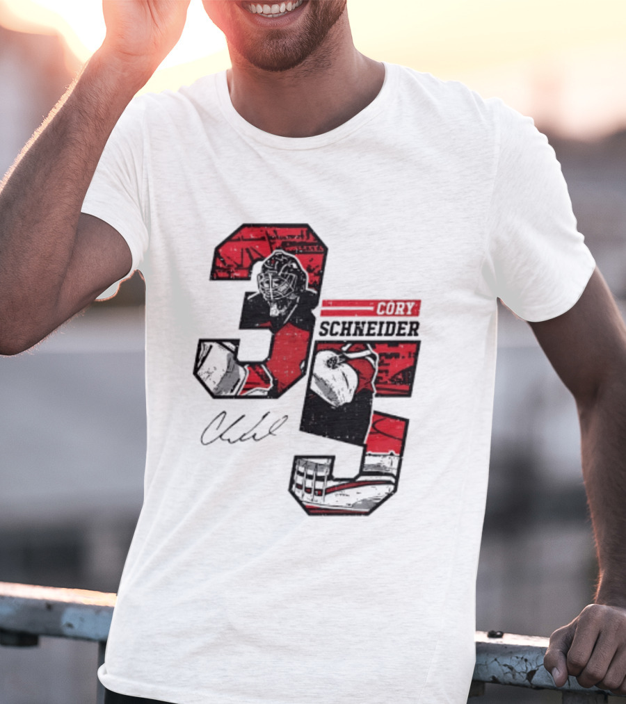 Cory Schneider New Jersey Devils 35 Signature Offset T-Shirt