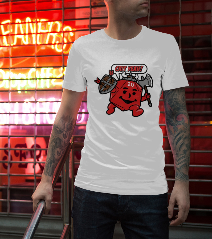 Crit Yeah D20 Viking Dice With Axe And Shield T-Shirt