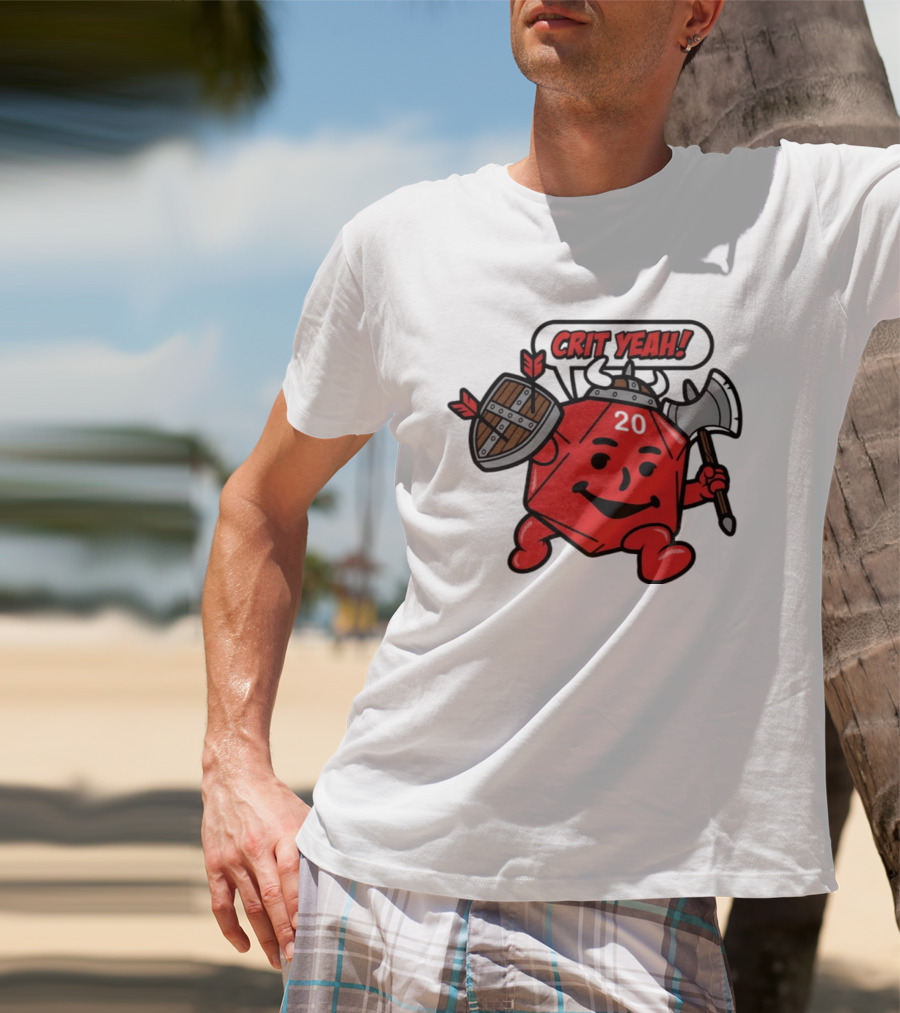 Crit Yeah D20 Viking Dice With Axe And Shield T-Shirt