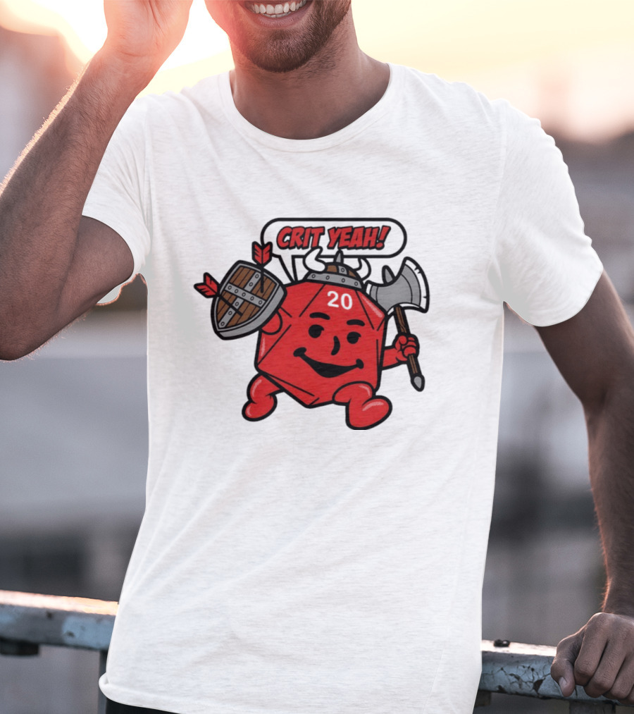 Crit Yeah D20 Viking Dice With Axe And Shield T-Shirt