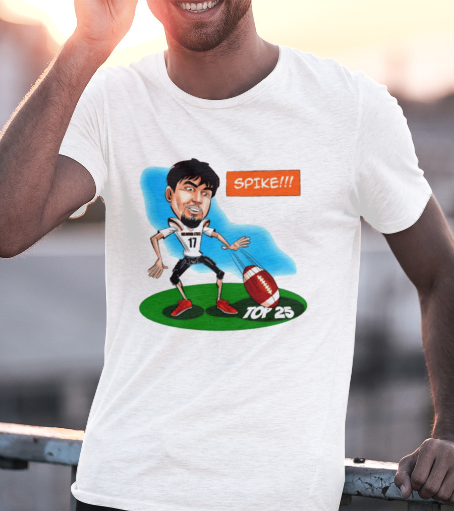 Drew Mestemaker Oklahoma State Football Spike Top 25 Player Caricature T-Shirt
