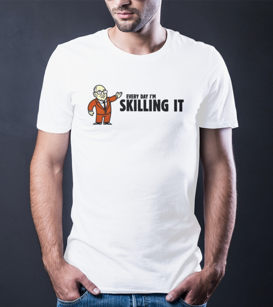 Every Day I'm Skilling It Funny Boss Cartoon In Orange Suit T-Shirt
