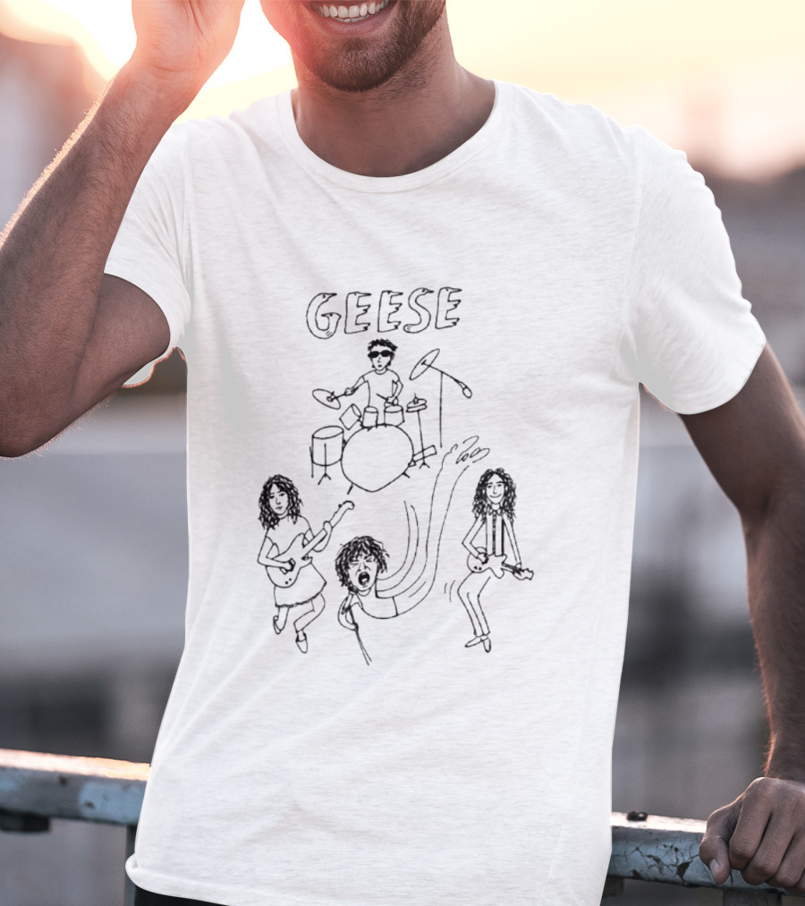 Geese Band Getting Killed Again Fall 2026 North American Tour Monochrome Doodle T-Shirt