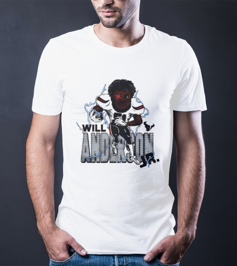 Houston Texans Will Anderson Jr Lightning Caricature Player T-Shirt