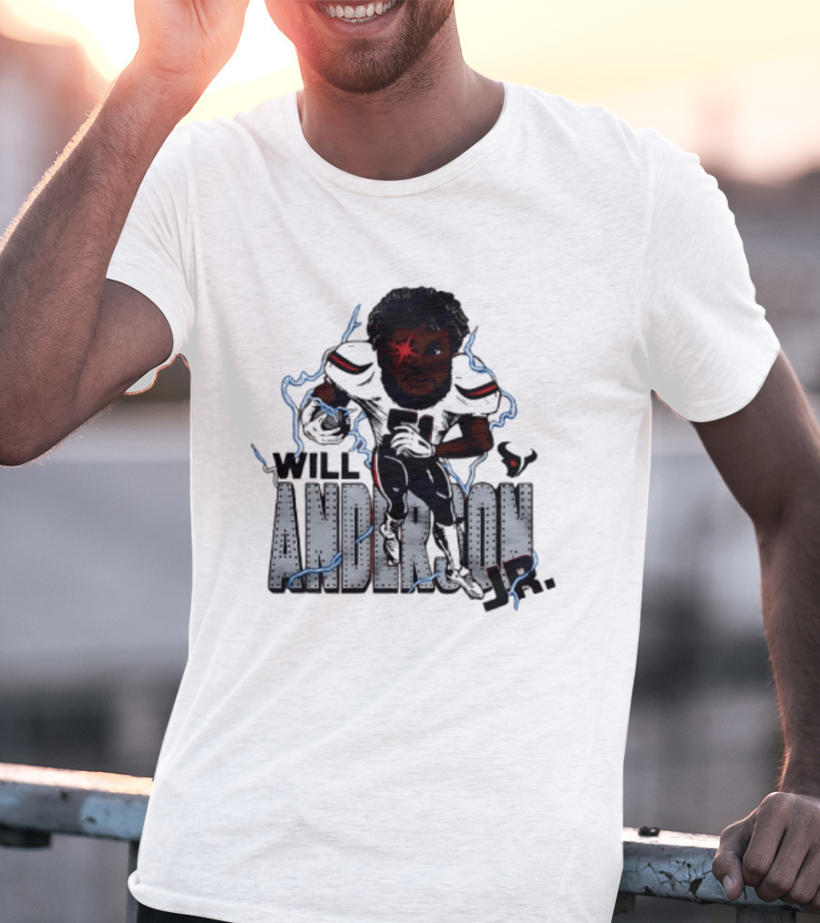 Houston Texans Will Anderson Jr Lightning Caricature Player T-Shirt