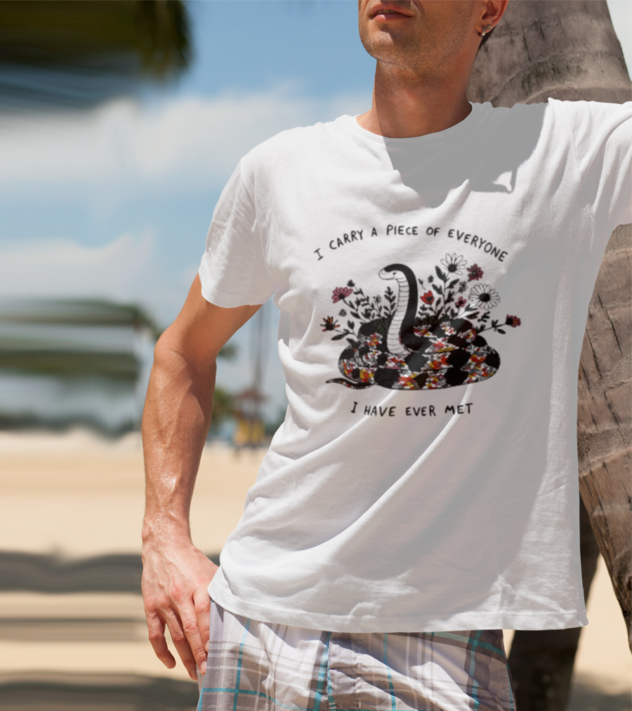 I Carry A Piece Of Everyone I Have Ever Met Snake Floral Blossoms T-Shirt