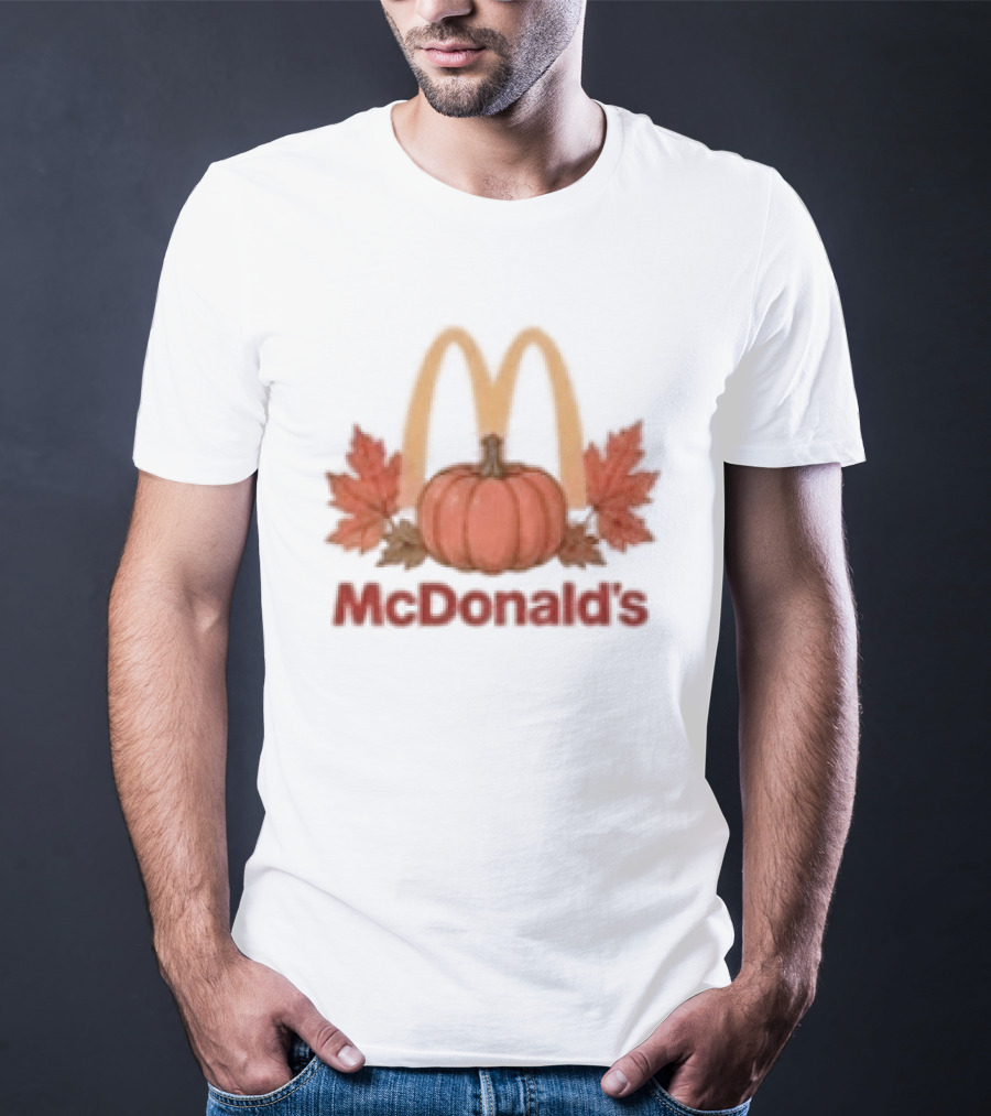 McDonald's Autumn Pumpkin Leaves Thankful Blessed Lovin It T-Shirt
