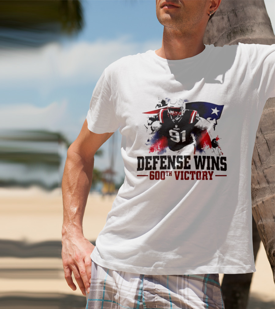 New England Patriots Defense Wins 600th Victory Star Spangled Football Triumph T-Shirt