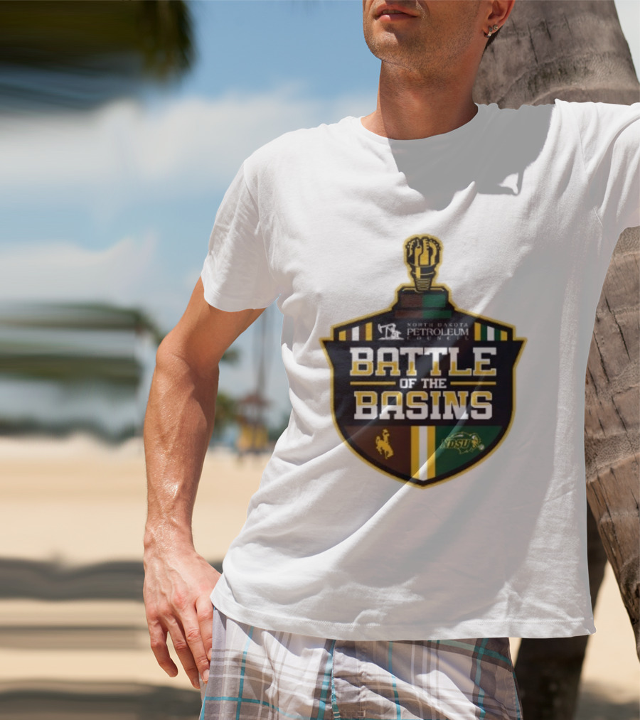 North Dakota Petroleum Council Battle Of The Basins Wyoming Cowboys Vs North Dakota State Bison T-Shirt