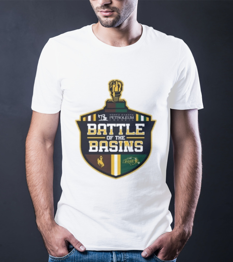 North Dakota Petroleum Council Battle Of The Basins Wyoming Cowboys Vs North Dakota State Bison T-Shirt