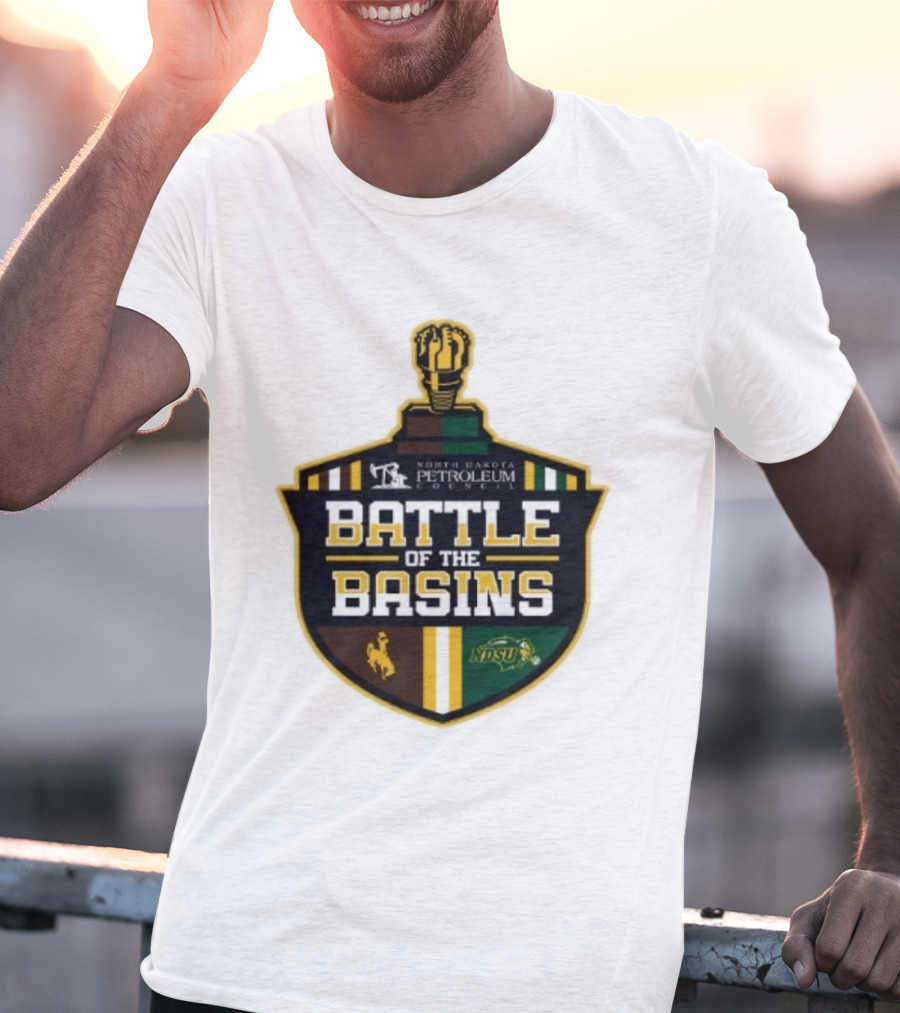 North Dakota Petroleum Council Battle Of The Basins Wyoming Cowboys Vs North Dakota State Bison T-Shirt
