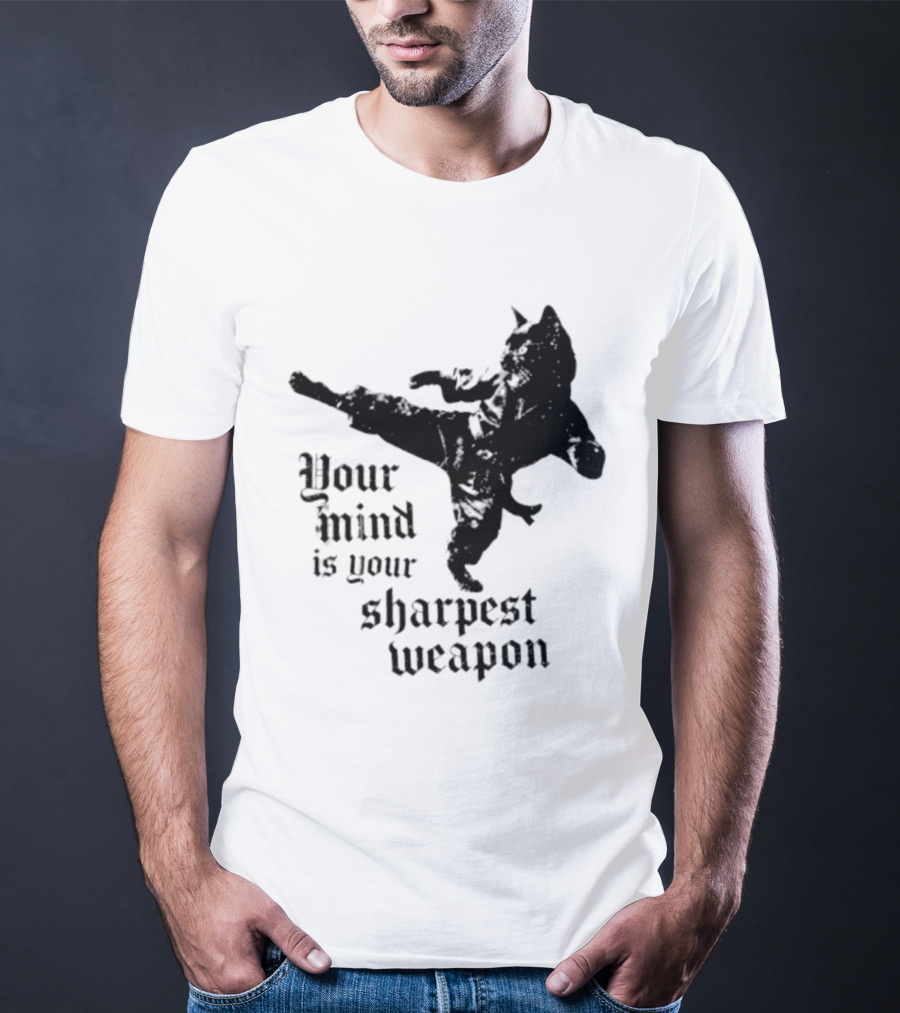 Your Mind Is Your Sharpest Weapon Karate Cat T-Shirt
