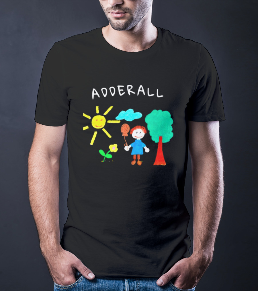 Childhood ADHD Awareness Adderall Child Drawing With Sun And Tree T-Shirt