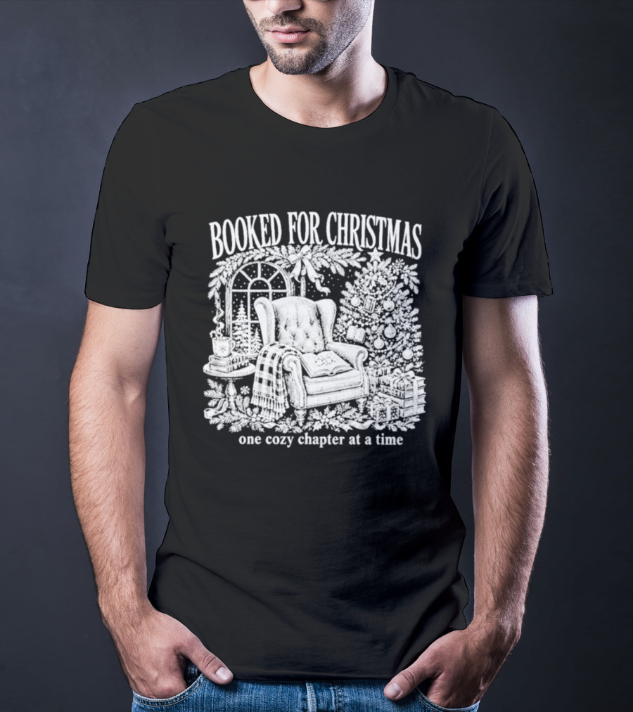 Booked For Christmas Cozy Chapter By The Fireplace T-Shirt
