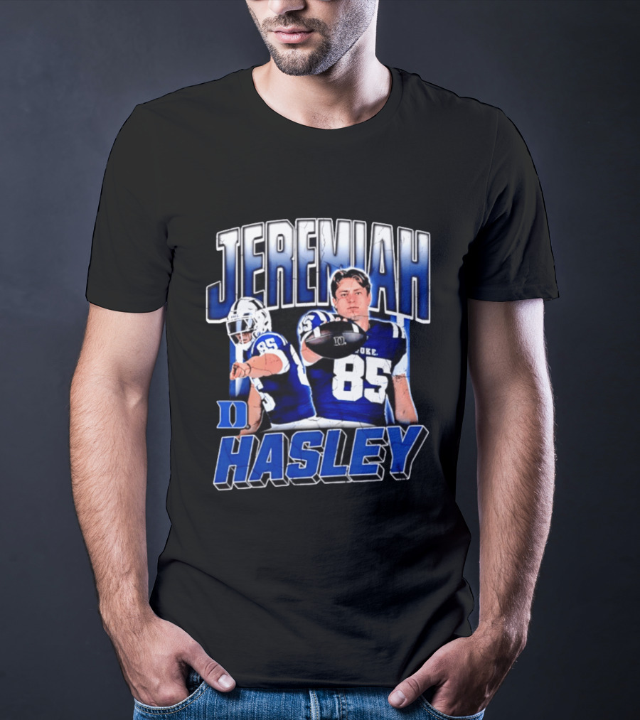 Jeremiah Hasley Duke Blue Devils Football 85 Player 90s Bootleg T-Shirt