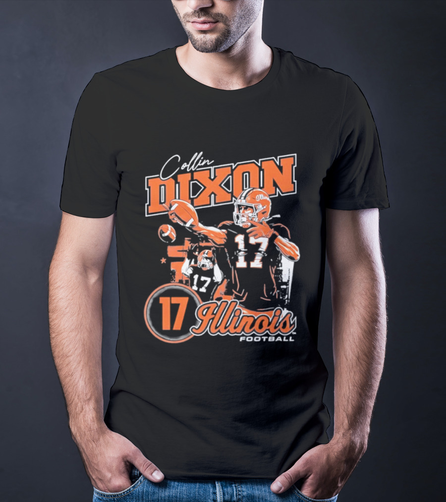 Collin Dixon 17 Illinois Fighting Illini 90s Bootleg Retro Football T-Shirt