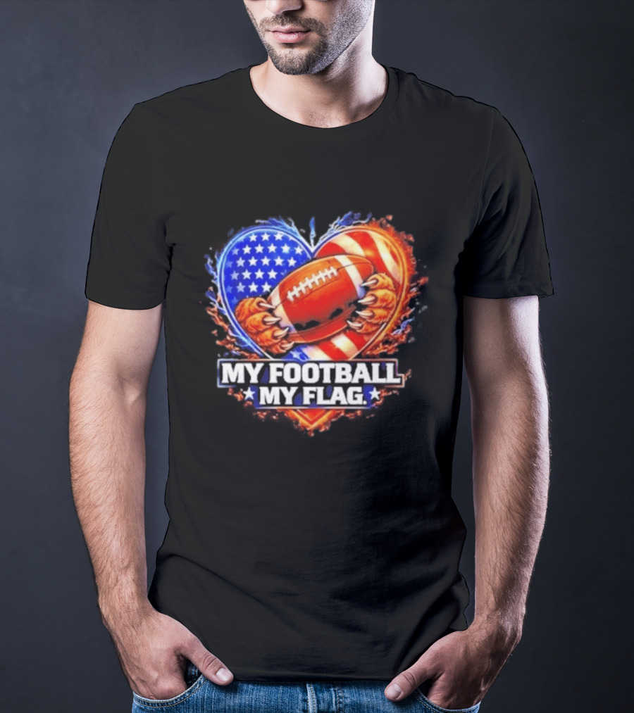 Heart American Football 2026 Season My Football My Flag T-Shirt