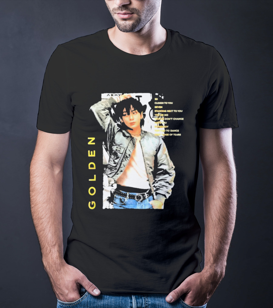 Seok Jin Wearing Jungkook Golden Visual With Song Titles T-Shirt