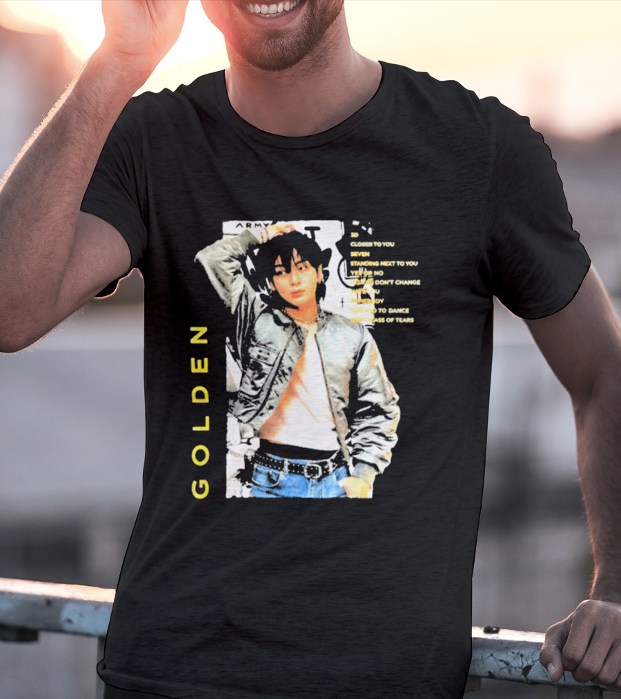 Seok Jin Wearing Jungkook Golden Visual With Song Titles T-Shirt