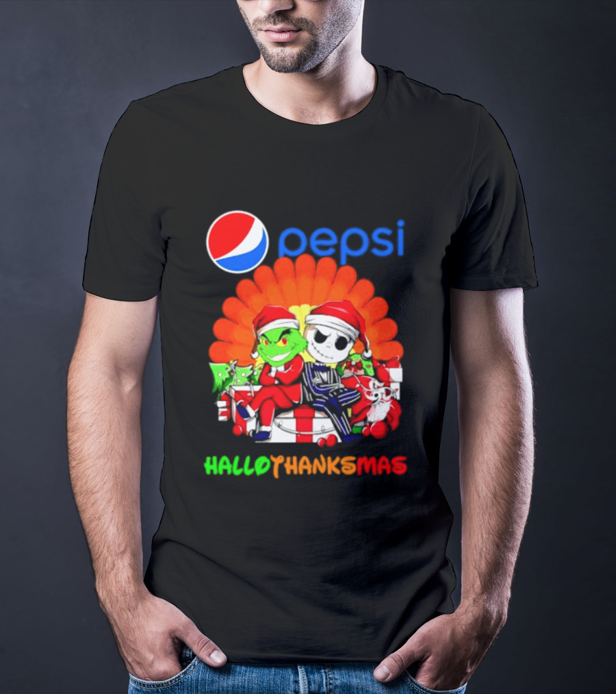 Pepsi Grinch Jack Skellington Hallothanksmas 2026 Holiday Mashup T-Shirt