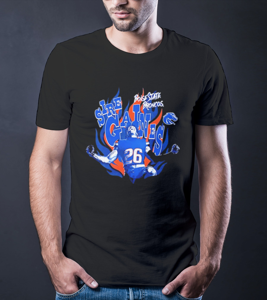 Boise State Broncos Sire Gaines NCAA Football 26 Flame T-Shirt