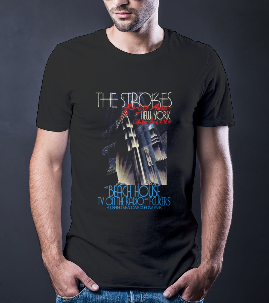 The Strokes October 2 2026 Flushing Meadows Corona Park Queens NY Beach House TV On The Radio Folkers T-Shirt