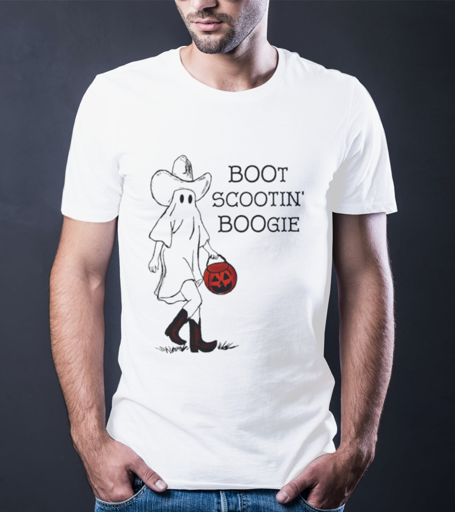 Boot Scootin' Boogie Ghost Cowgirl Halloween Trick Or Treat T-Shirt