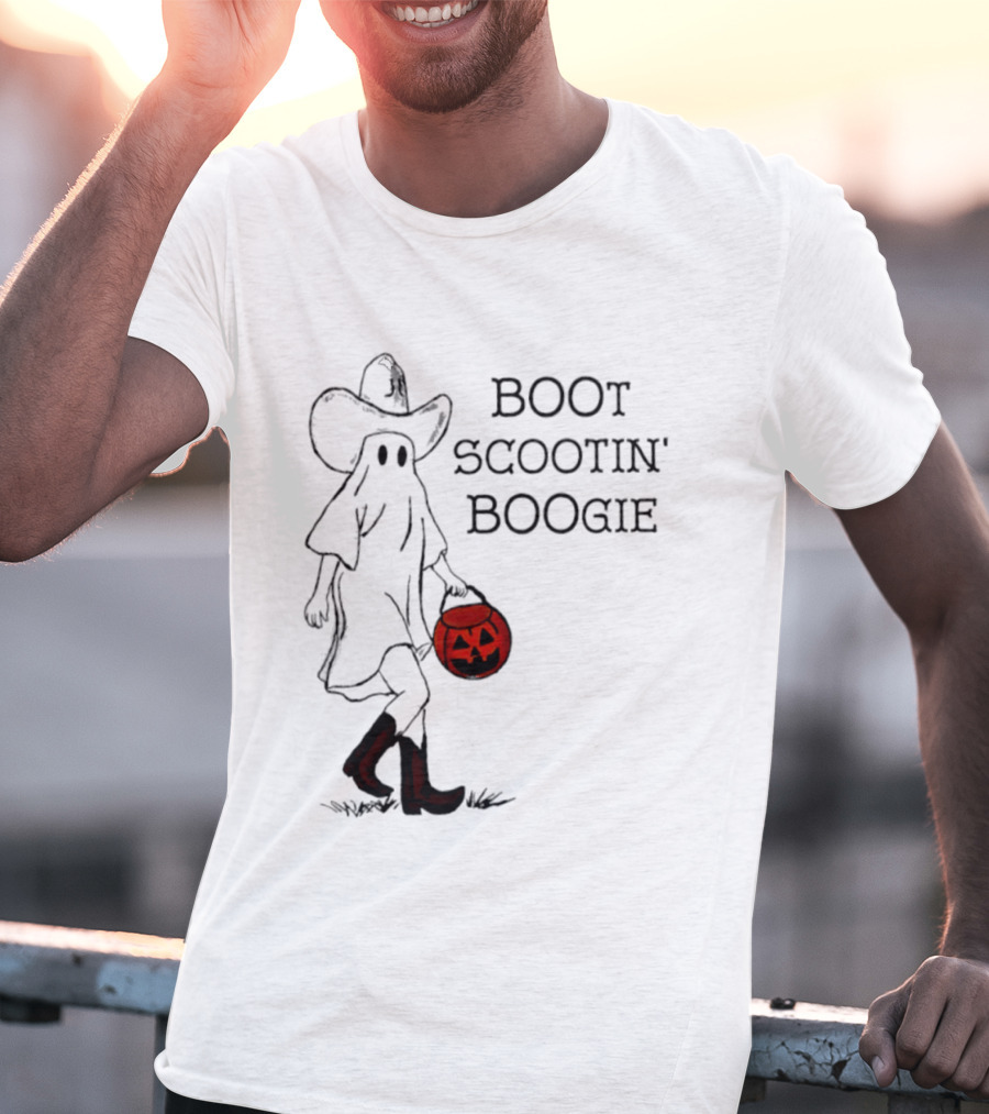 Boot Scootin' Boogie Ghost Cowgirl Halloween Trick Or Treat T-Shirt
