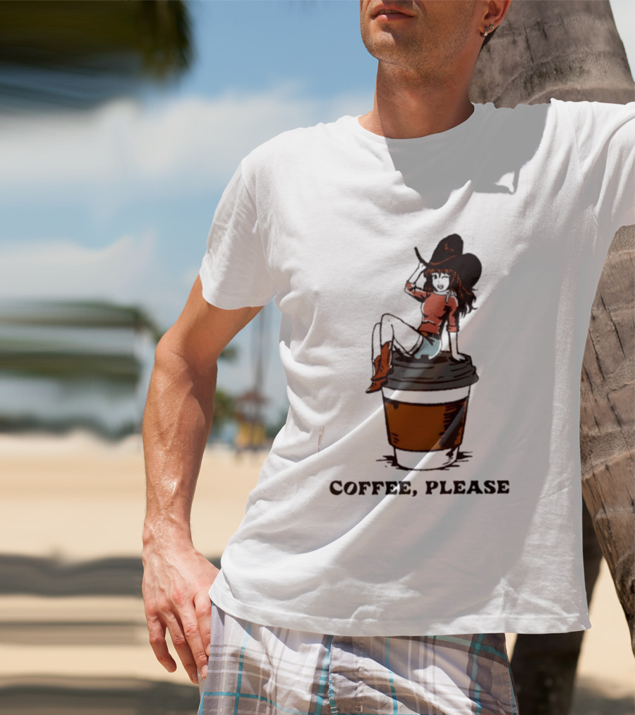 Cowgirl Coffee Please Western Caffeine Cartoon T-Shirt