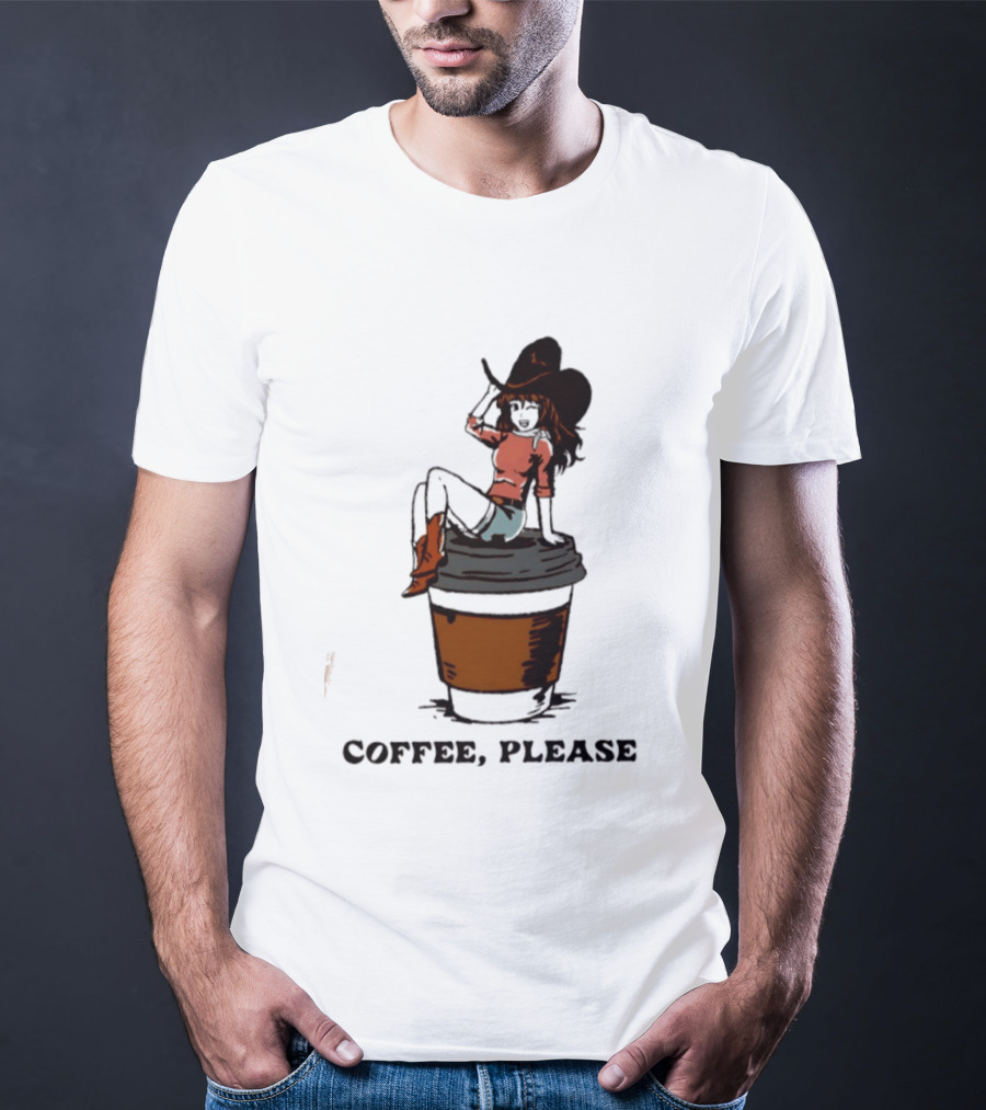 Cowgirl Coffee Please Western Caffeine Cartoon T-Shirt