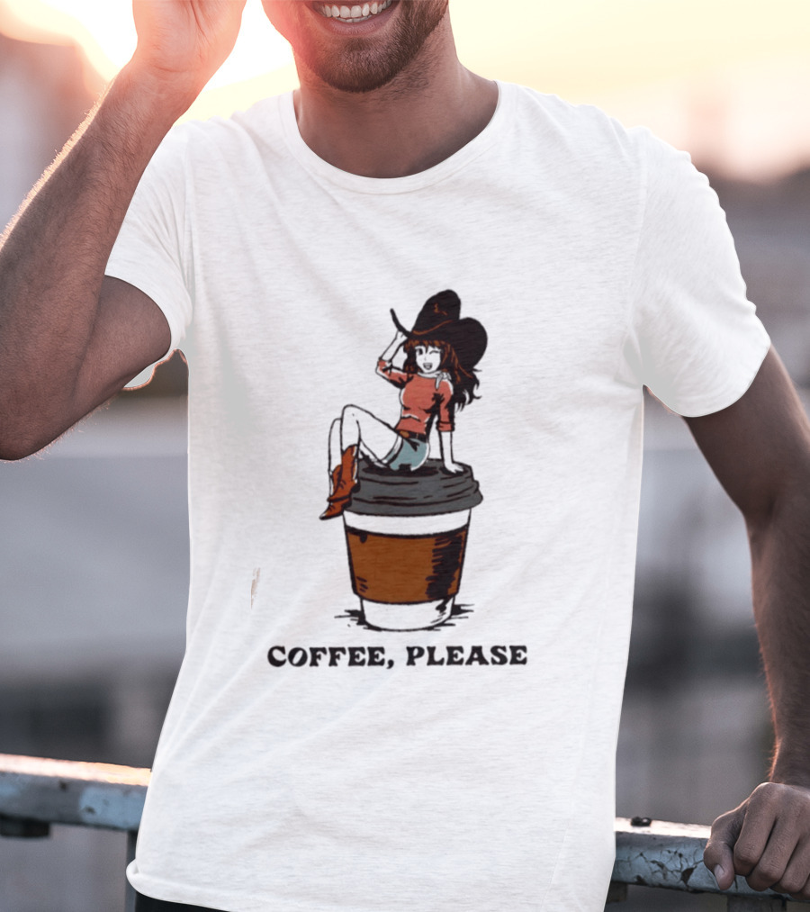 Cowgirl Coffee Please Western Caffeine Cartoon T-Shirt