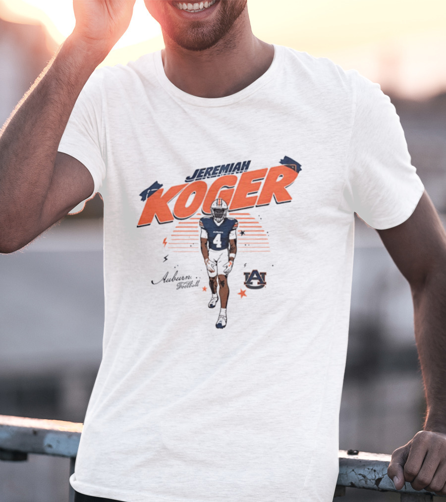 Jeremiah Koger Auburn Tigers NCAA Football Number 4 Helmet Sports Star T-Shirt