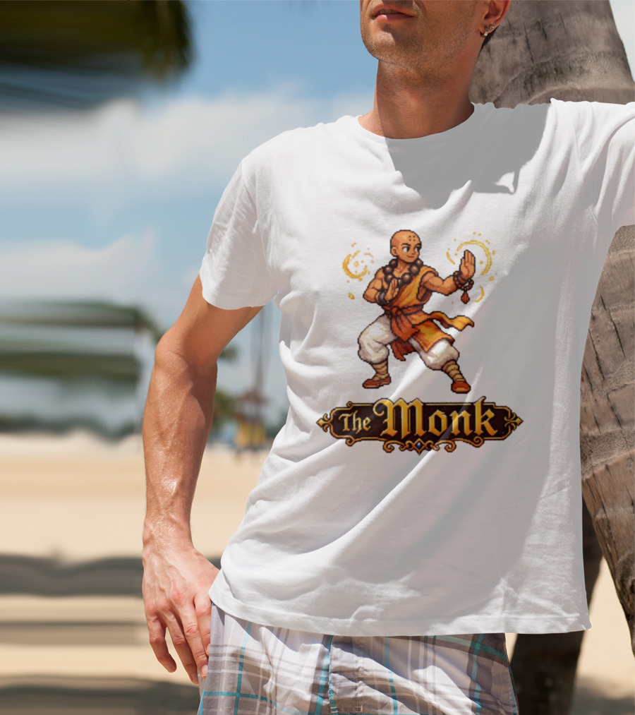 The Monk Pixel Fantasy Martial Arts T-Shirt