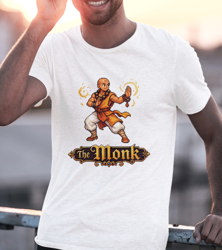 The Monk Pixel Fantasy Martial Arts T-Shirt
