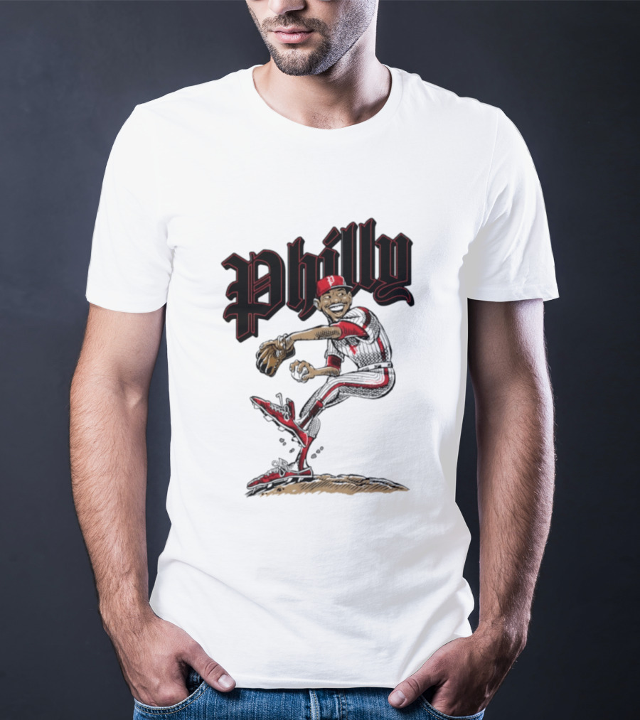 Philly Baseball Player Caricature T-Shirt