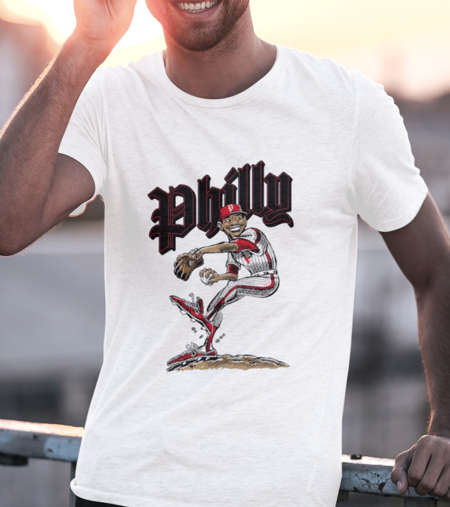 Philly Baseball Player Caricature T-Shirt