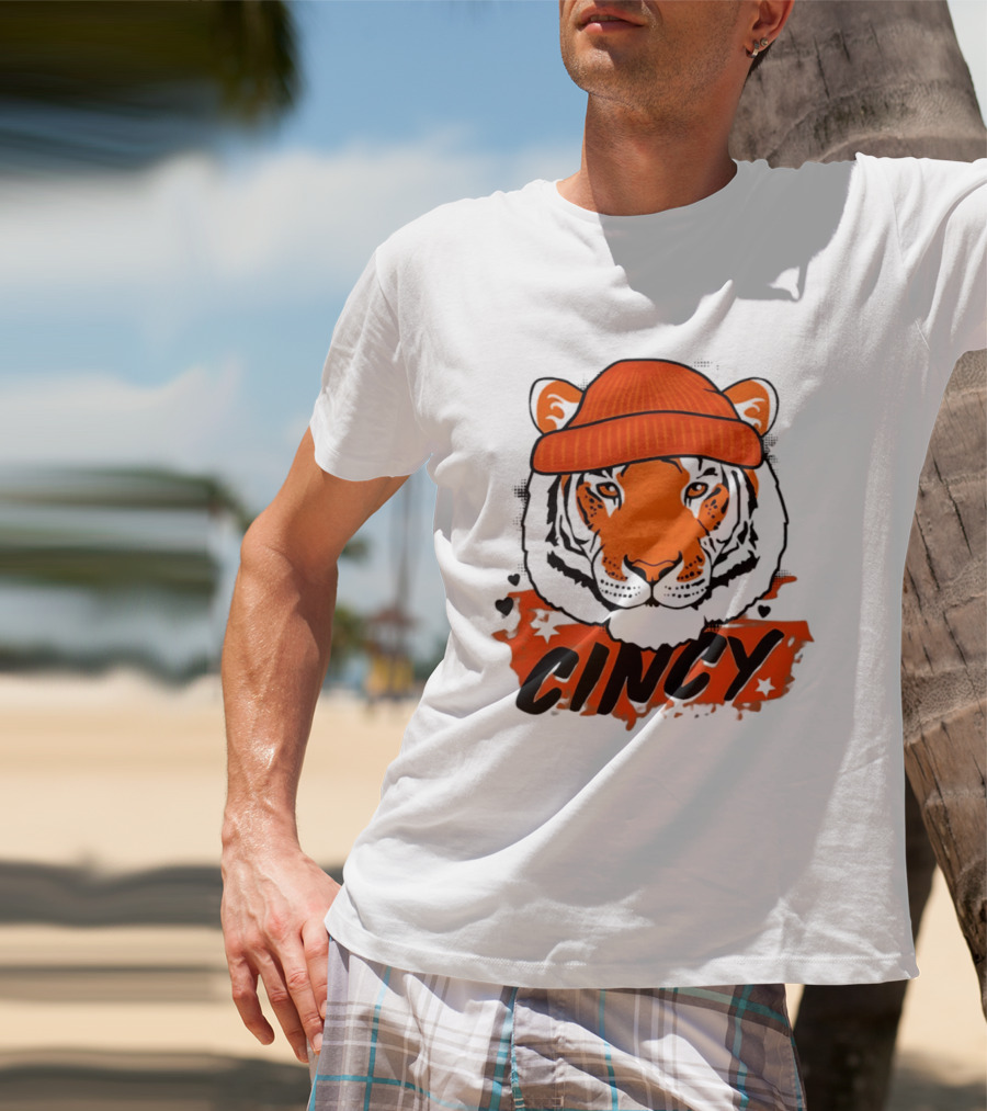 Cincy Tiger Beanie Cincinnati Bengals Football T-Shirt
