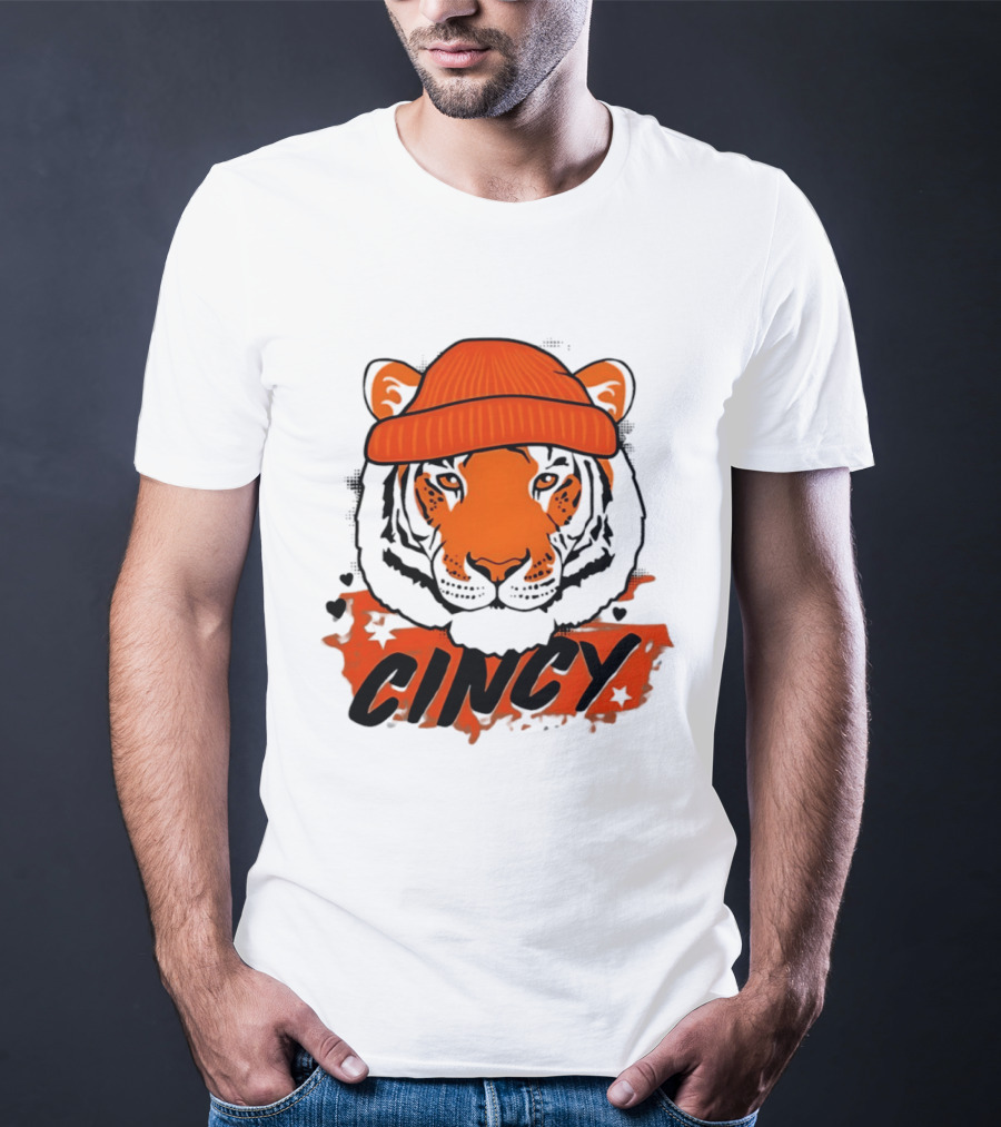 Cincy Tiger Beanie Cincinnati Bengals Football T-Shirt