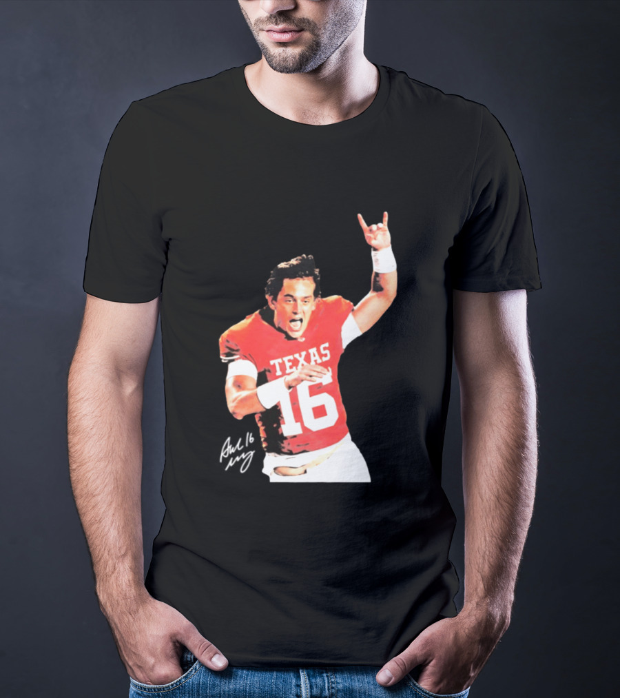 Arch Manning Texas Longhorns 16 Rock Hand Gesture T-Shirt